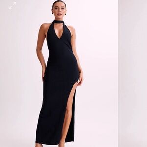 Elegant Black Halter Maxi Dress
